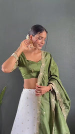 Mausam Designer Lehenga Set | Heavy Embroidery Chinon Lehenga with Malbari Silk Choli & Dupatta