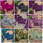Elegant Burberry Silk Saree with Real Mirror & Embroidery Work