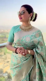 Elegant Soft Lichi Silk Saree with Rich Jacquard Work & Contrast Blouse