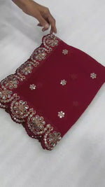 Stitched Faux Georgette Saree with Original Mirror & Multisequins Embroidery Blouse