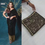Bollywood Blockbuster Sequin Design Georgette Saree with Cutwork Lace Border