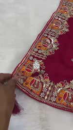 Heavy Silky Blooming Georgette Saree with Thread & Gotapatti Work + Banglori Work Blouse