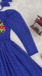 Georgette Digital Print Gown with Chain-Stitch Work | Ready to Wear Party & Wedding Wear