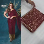 Bollywood Blockbuster Sequin Design Georgette Saree with Cutwork Lace Border