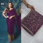 Bollywood Blockbuster Sequin Design Georgette Saree with Cutwork Lace Border