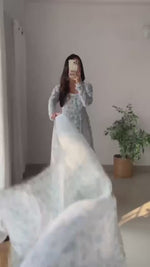 Vibrant Orange Chiffon Floral Anarkali Set with Dupatta – Fully Stitched & Ready to Wear