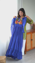 Georgette Digital Print Gown with Chain-Stitch Work | Ready to Wear Party & Wedding Wear