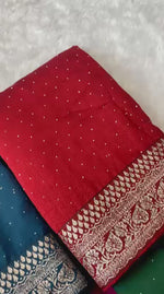 Kamela Vichitra Silk Saree with Diamond Work & Fancy Jequrd Lace