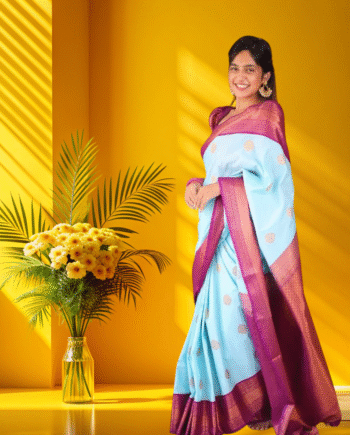 KALKI Soft Lichi Silk Saree with Rich Pallu & All-Over Jacquard Work – Wedding & Party Wear