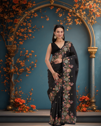 SARIKA Soft Crunchy Silk Saree with Elegant Multi-Thread Work & Piping Lace Border