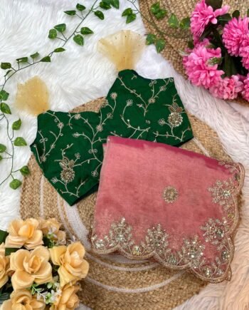Arasi Elegant Tissue Saree with Embroidery & 3mm Sequin Work | Fancy Stitched Jhal Work Blouse | Premium Designer Collection