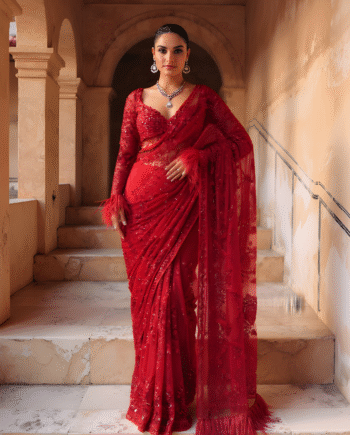 New Bollywood Blockbuster Net Saree with Heavy 5MM Multi Sequin Embroidery & Zalar Pallu