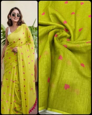 Premium Mull Cotton All-Over Dil Pattern Saree with Blouse