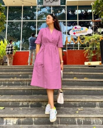 Stylish Cotton Slub Kurti with Dori Tassel & Pocket