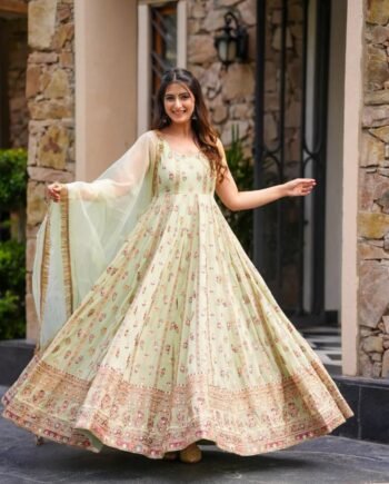 Elegant 3-Piece Co-ord Set in Faux Georgette with Sequence Work