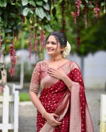 Soft Lichi Silk Saree with Rich Pallu & All-Over Jacquard Work