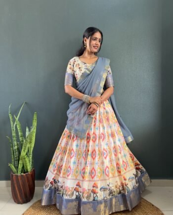 Sindoor Dola Cotton Silk Printed Lehenga Set with Fancy Georgette Dupatta
