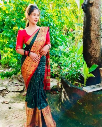 Narayan Pet Cotton Saree with Zari Weaving & Sequence Work