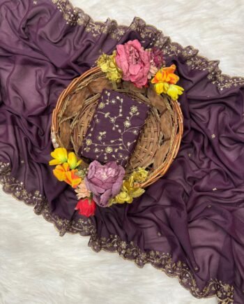 Premium Star Georgette Silk Saree with Sequin & Zari Embroidery