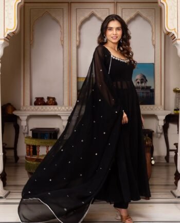 Faux Georgette 3-Piece Set with Real Mirror Work